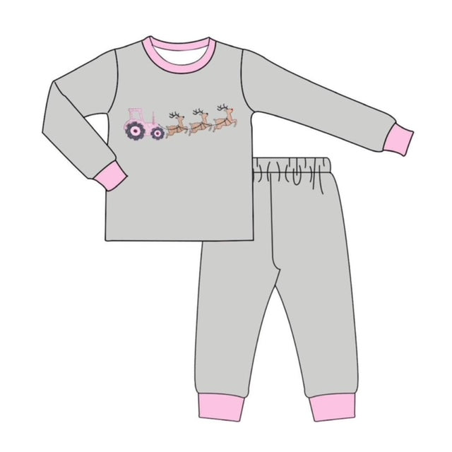 Pink Christmas Tractor Pajamas