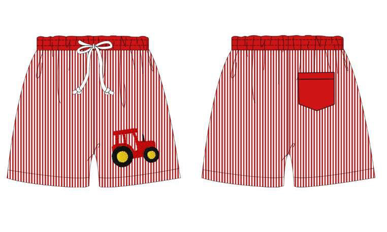 Red Tractor swim shorts